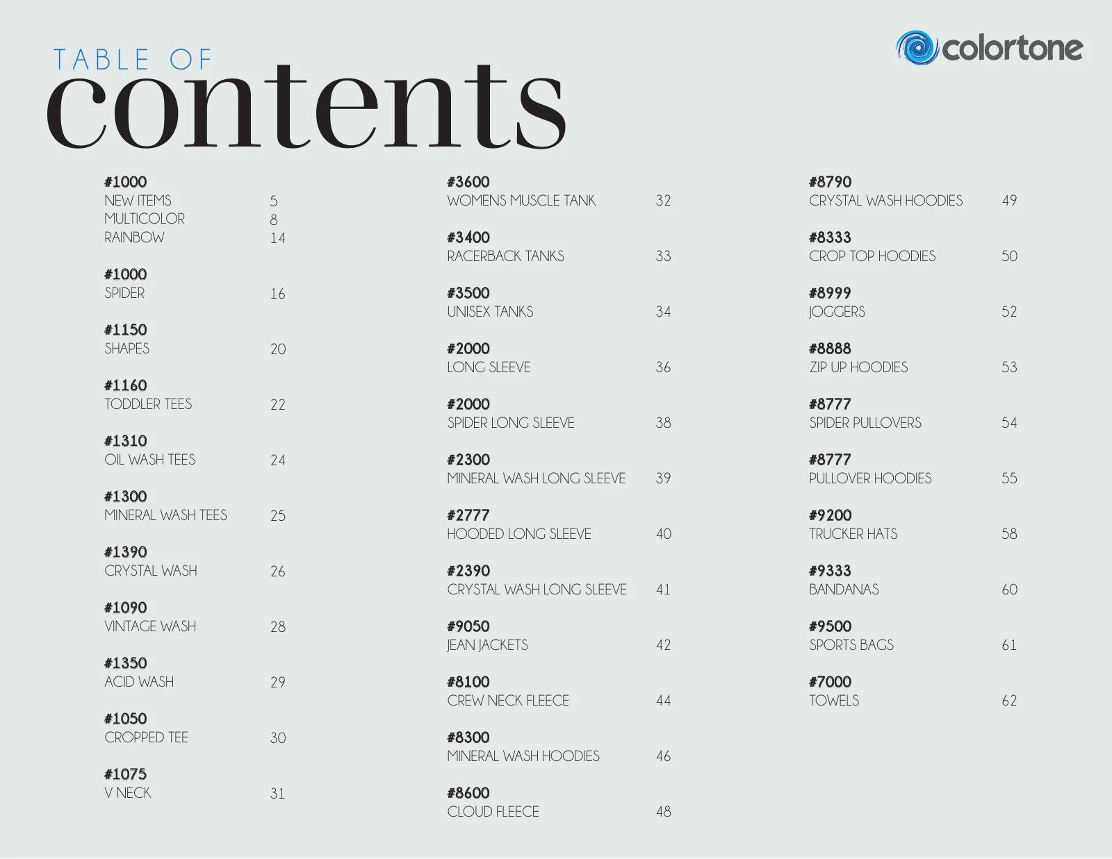 Colortone — Contents and collection structure